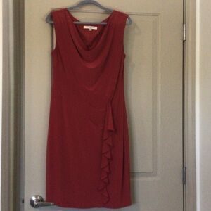 Evan Picone Red Draped Midi Dress